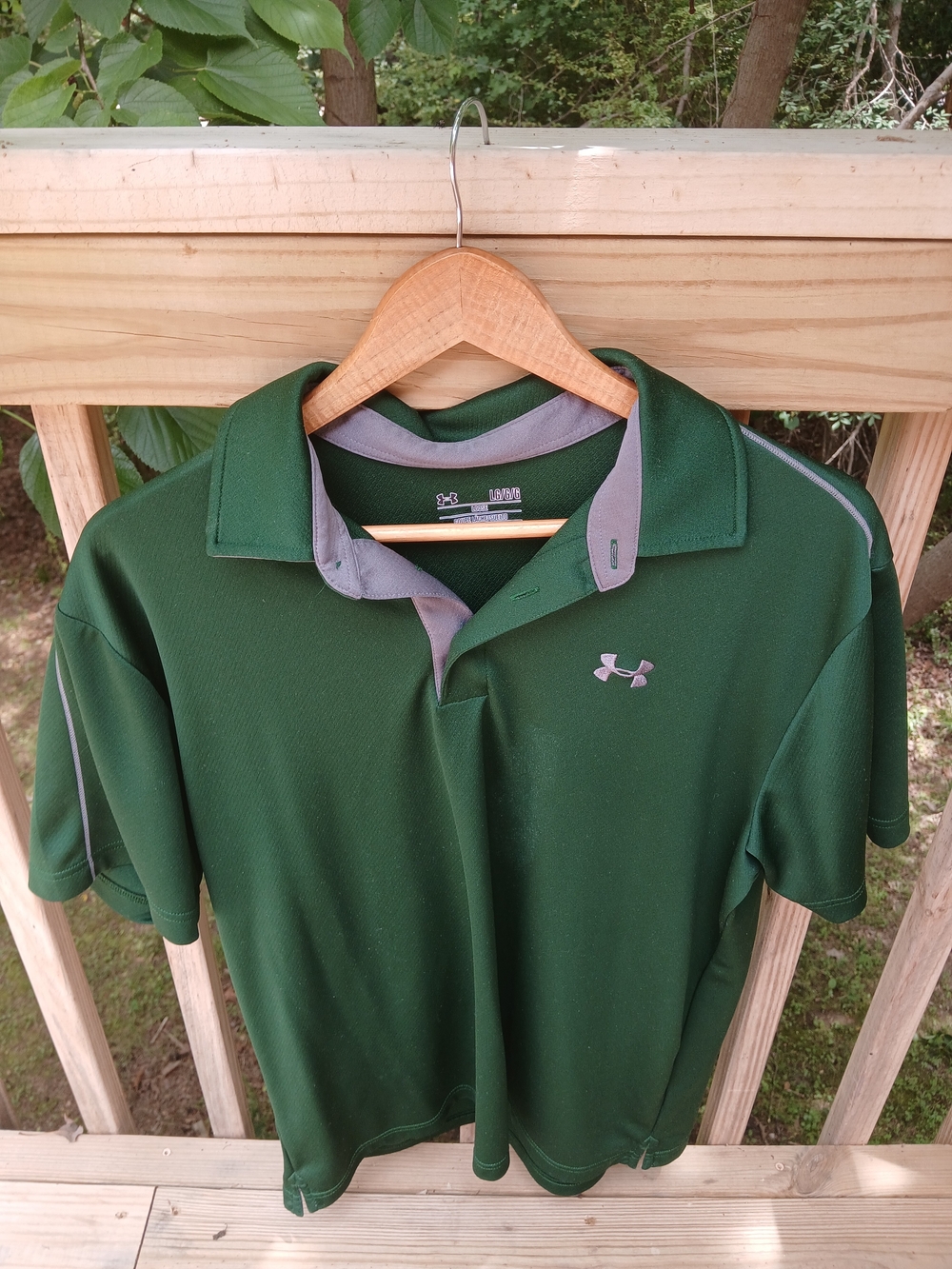 Under Armour Men's Forest Green Polo with Gray Accents